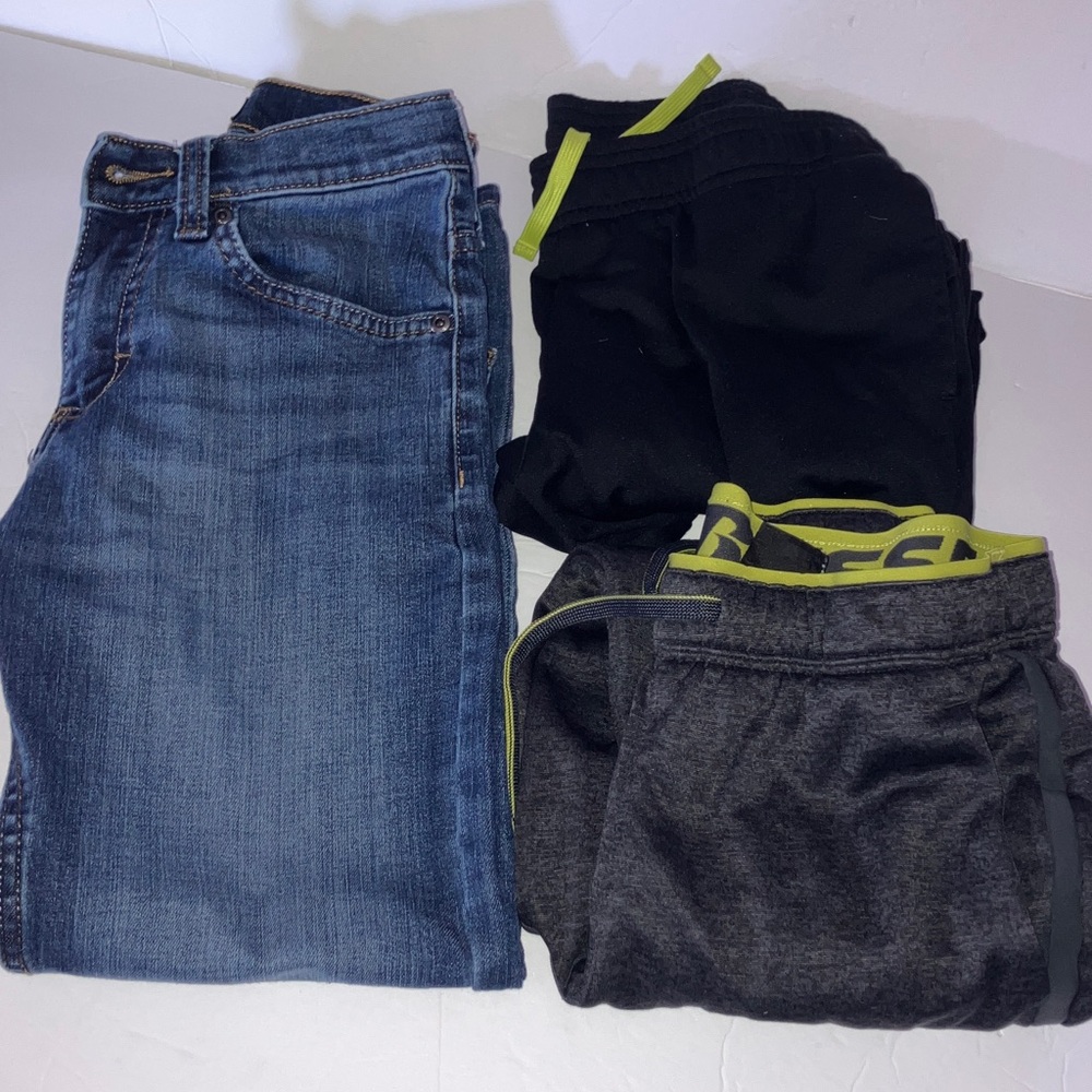 Lee Kids Blue Jeans 10 Slim and‎ Two Pair of Athletic Pants 10/12
